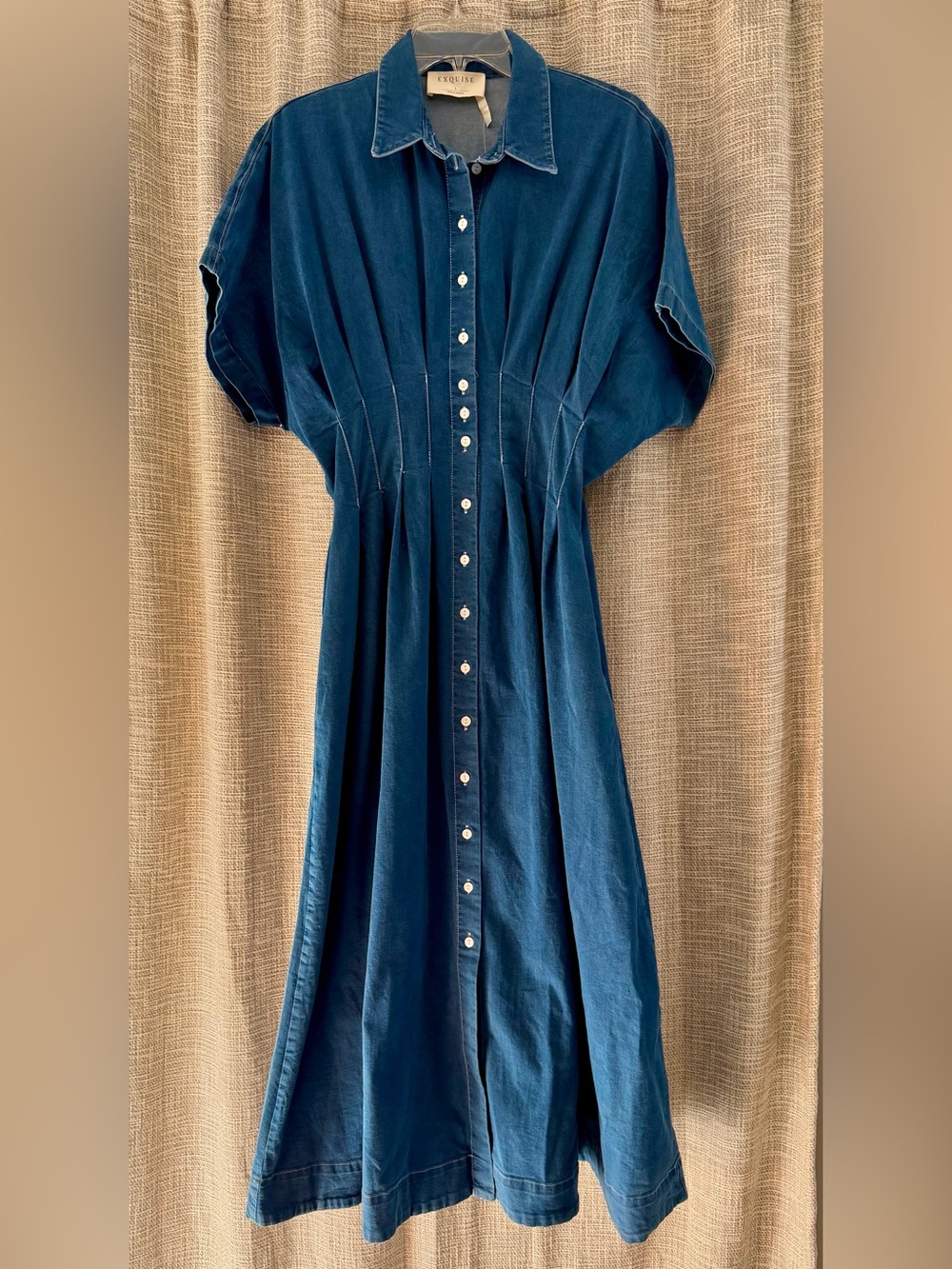 Anthropologie Exquise Denim Button Front Maxi Dress NWT Size L
